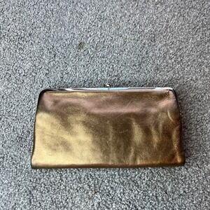Hobo wallet metallic Bronze Leather Clutch Wallet Wristlet trifold boho fun